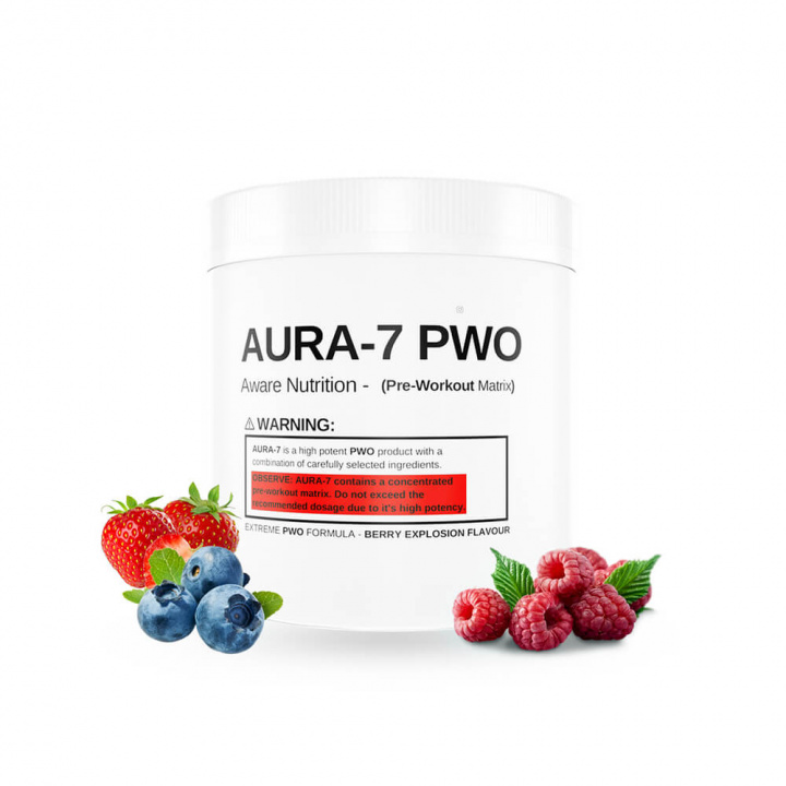 Kolla PWO Aura-7, 400 g, Berry Explosion hos SportGymButiken.se