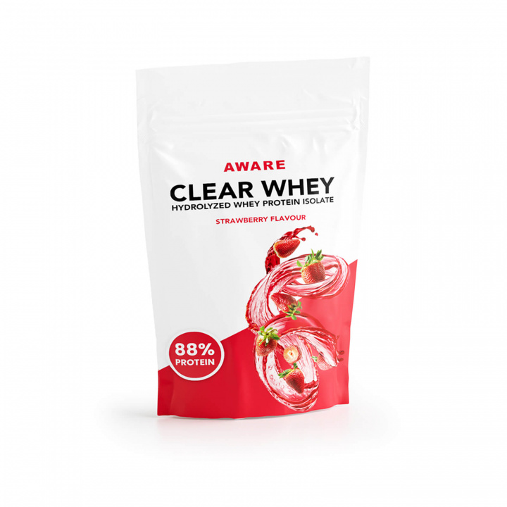 Aware Clear Whey, 500 g, Strawberry i gruppen Kosttillskott / Proteinpulver hos Sportgymbutiken.se (AW-95029-1)