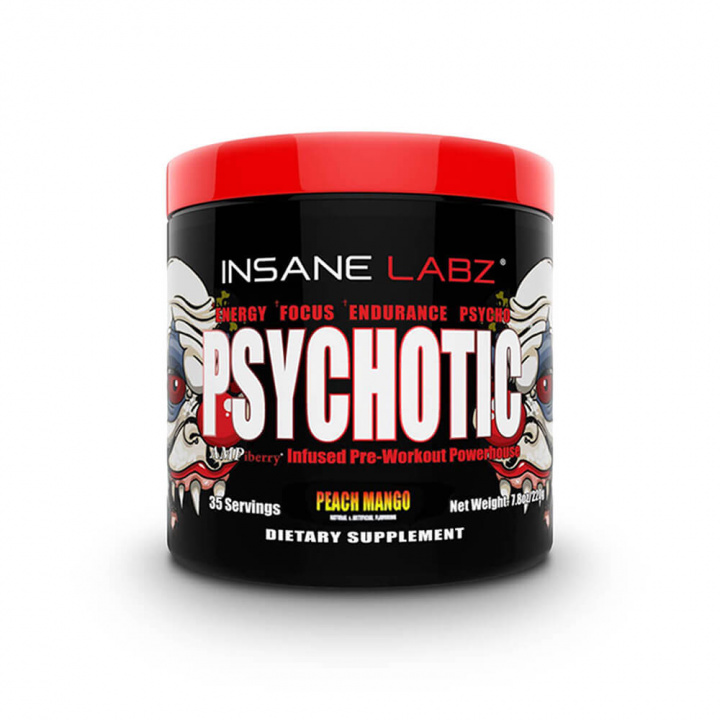 Kolla Psychotic Pre-Workout, 259 g, Peach Mango hos SportGymButiken.se