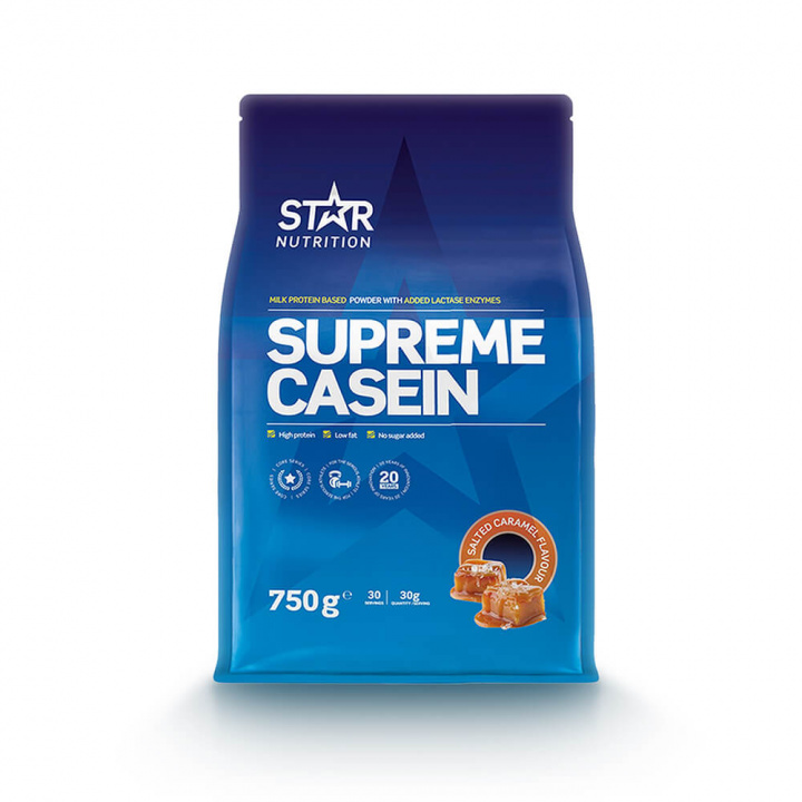 Kolla Supreme Casein, 750 g, Salted Caramel hos SportGymButiken.se